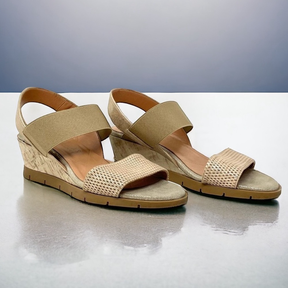 Hispanitas Mercury Metallic Leather Wedge Sandals Size 39